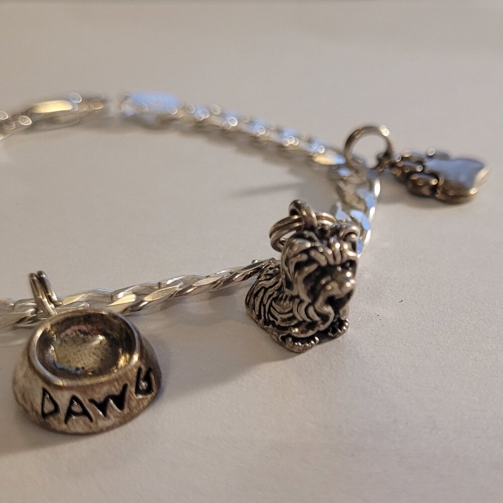Sterling Silver Charm Bracelet Dog Theme 5 Charms - Picture 13 of 15